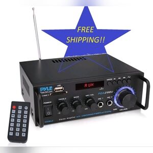 Pyle PDA29BU.5 200W Wireless BT, 2CH Stereo Power Amplifier w/BONUS LIGHTS